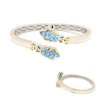Aquamarine Silver Bangle (Gems en Vogue)