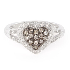 Champagne Diamond Silver Ring