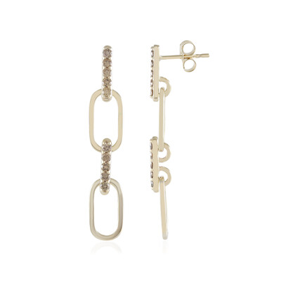 9K I2 Champagne Diamond Gold Earrings (de Melo)