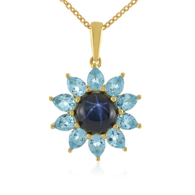 Blue Star Sapphire Silver Necklace