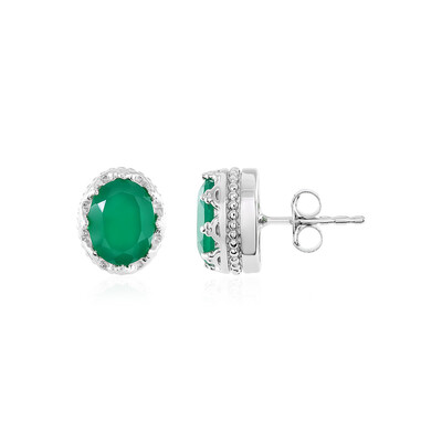Green Onyx Silver Earrings