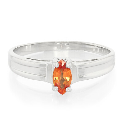 Orange Sapphire Silver Ring