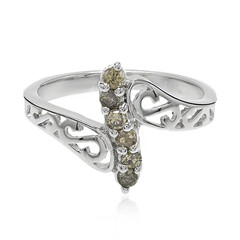 Champagne Diamond Silver Ring