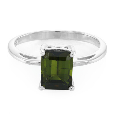 Green Tourmaline Silver Ring