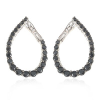 Black Spinel Silver Earrings