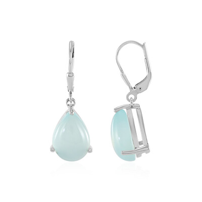 Aqua Chalcedony Silver Earrings