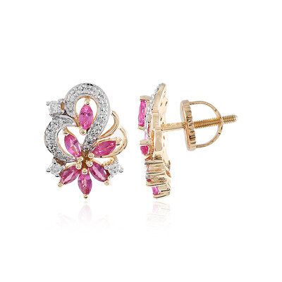 18K Mozambique Ruby Gold Earrings