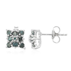 Fancy Diamond Silver Earrings