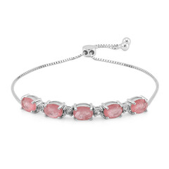 Pink Pastel Quartz Silver Bracelet