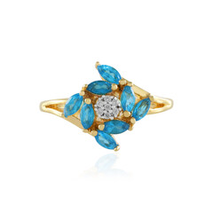 Neon Blue Apatite Silver Ring