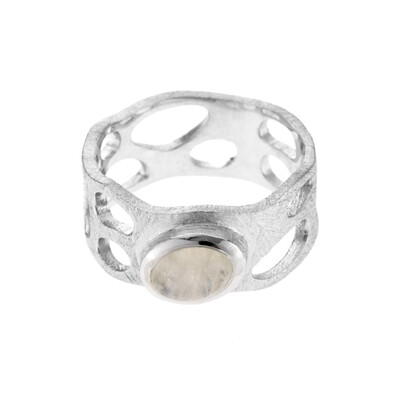 Rainbow Moonstone Silver Ring