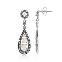 White Opal Silver Earrings