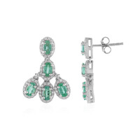 Russian Emerald Silver Earrings