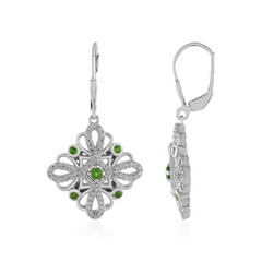 Russian Diopside Silver Earrings