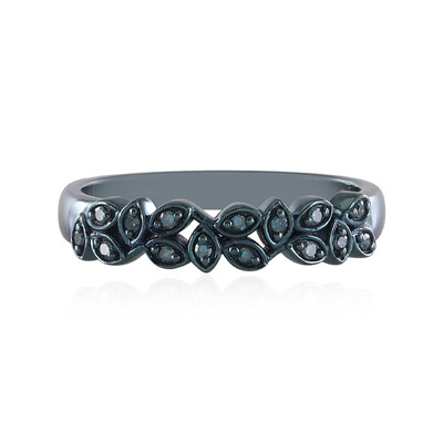 I2 Blue Diamond Silver Ring