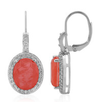 Orange pastel quartz Silver Earrings