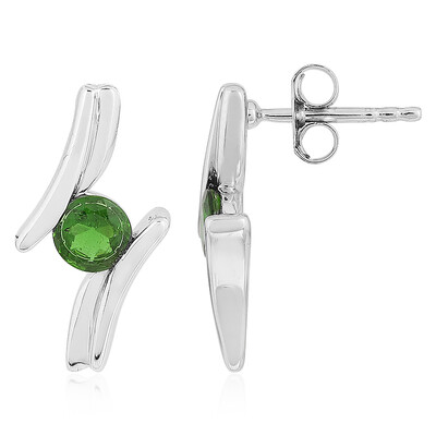 Russian Diopside Silver Earrings