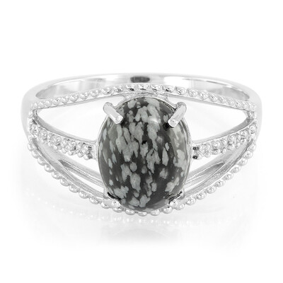 Snowflake Obsidian Silver Ring