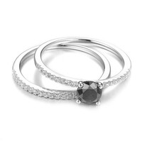 Black Diamond Silver Ring