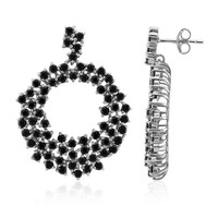 Black Spinel Silver Earrings