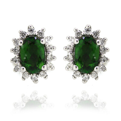 Russian Diopside Silver Earrings