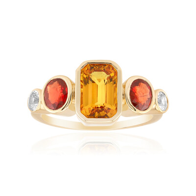 9K Ban Ka Cha Orange Sapphire Gold Ring