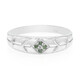Emerald Green Diamond Silver Ring