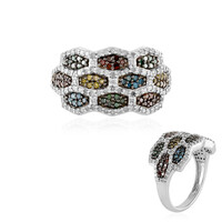 I3 Blue Diamond Silver Ring