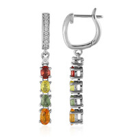 Orange Sapphire Silver Earrings