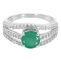 Green Chalcedony Silver Ring