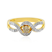 PK Champagne Diamond Silver Ring