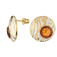 Cognac Baltic Amber Silver Earrings