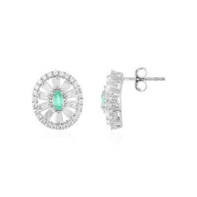 Colombian Emerald Silver Earrings