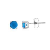 Neon Blue Apatite Silver Earrings