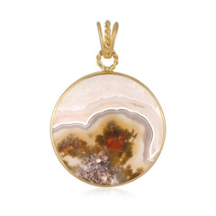 Moss Agate Silver Pendant (Bali Barong)