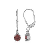 Red Zircon Silver Earrings