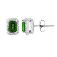 Russian Diopside Silver Earrings