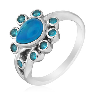 Neon Blue Opal Silver Ring