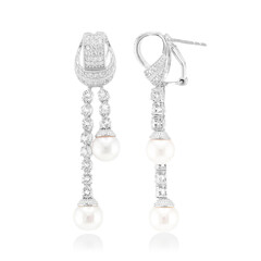 White Freshwater Pearl Silver Earrings