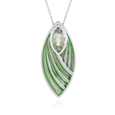 Green Amethyst Silver Necklace (Adela Silber)