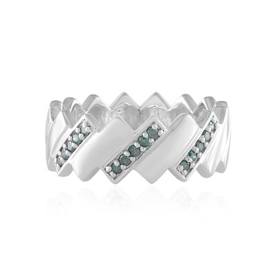 I2 Blue Diamond Silver Ring