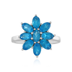 Neon Blue Apatite Silver Ring