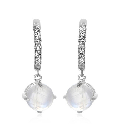 Tanzanian Rainbow Moonstone Silver Earrings