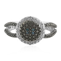 I3 Blue Diamond Silver Ring
