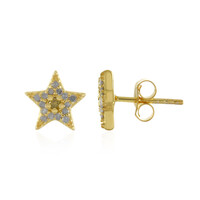 I3 Yellow Diamond Silver Earrings
