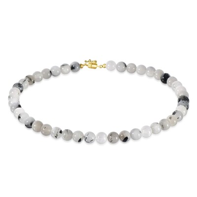 Black Rutile Quartz Silver Necklace
