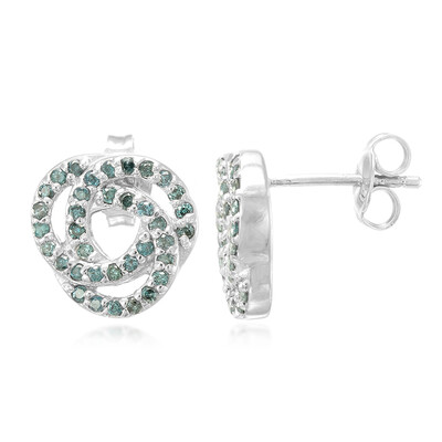 Fancy Diamond Silver Earrings