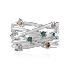 I2 Blue Diamond Silver Ring