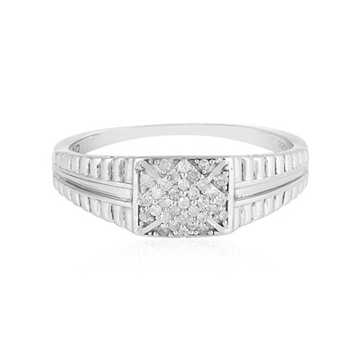I2 (I) Diamond Silver Ring