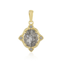 Black Rutile Quartz Silver Pendant